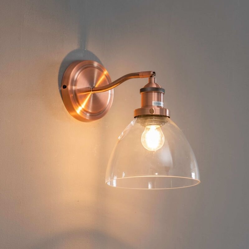 Vintage-Wandlampe aus Glas und Kupfer - Flavia