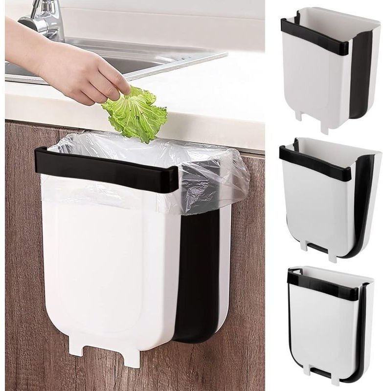 CCYKXAA Zusammenklappbarer Küchenmülleimer 7L, hängender tragbarer kleiner Abfallbehälter für die Schlafzimmerschublade
