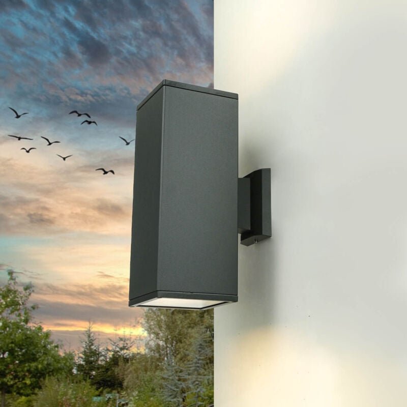 Licht-erlebnisse - Außenleuchte Wand IP54 Anthrazit E27 Aluguss Modern Up Down Außenlampe Wand Terrasse