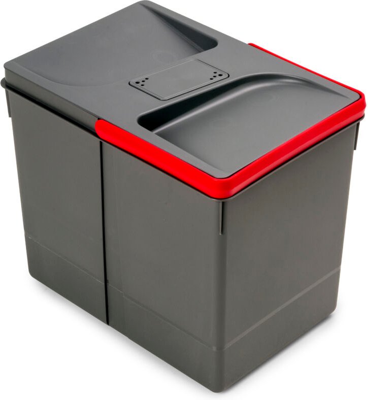 Emuca Recycle-Küchenschubladenbehälter mit geruchsdichtem Deckel, Höhe 266, 1x15Liter, Kunststoff anthrazitgrau