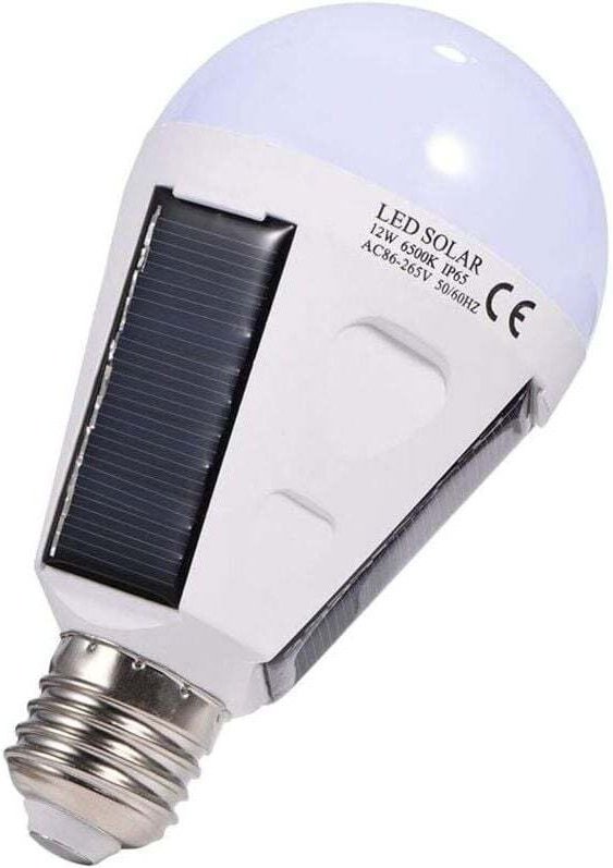 Ampoule Solaire à LED, E27 IP 65, Ampoule LED d'urgence Portable avec Crochet(12W)
