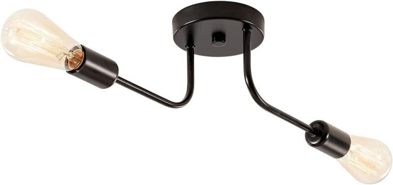 Industrial Deckenleuchte 2x E27 Schwarz Deckenlampe Flurlampe für Wohnzimmer Esszimmer Küche Bars - Ohne Leuchtmittel