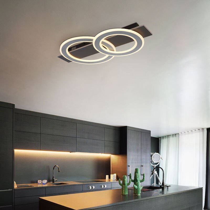 Globo - Deckenlampe Deckenleuchte Wohnzimmer Esszimmerleuchte anthrazit grau led, Metall Acryl, 1x led 40W 2000Lm 3000K,...