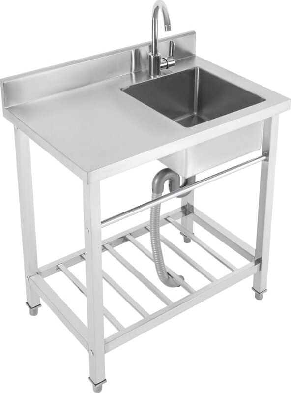 Freistehende Küchenspüle Edelstahl Spülbecken Spültisch KüchenspüLe mit Unterschrank 1 Becken Waschbecken Gewerbliche Sp...