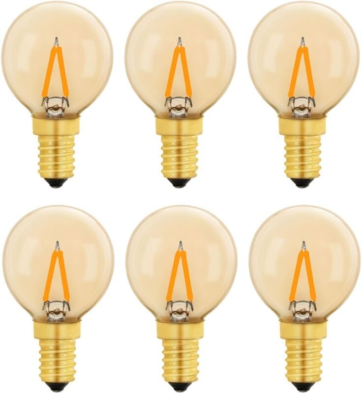 Aougo - G40 Vintage Mini E14 LED-Glühbirne 1 w, bernsteinfarbene Edison-Ersatz-E14-Glühbirne 10 w für dekorative Lichter...