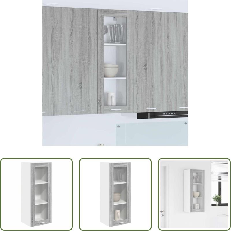 vidaXL Schrank für Küche - Hängeschrank Graues Sonoma 40 x 31 x 100 cm Holzwerkstoff