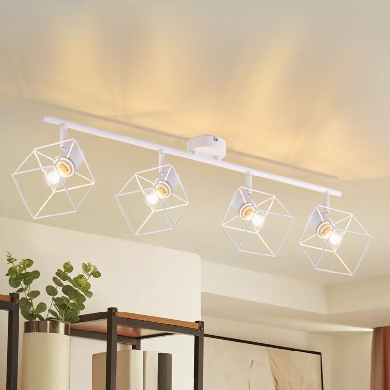 Deckenstrahler Deckenlampe 4 Flammig - E14 Deckenspots Deckenleuchte Weiß 350° Schwenkbar Modern Wohnzimmerlampe Küchenl...