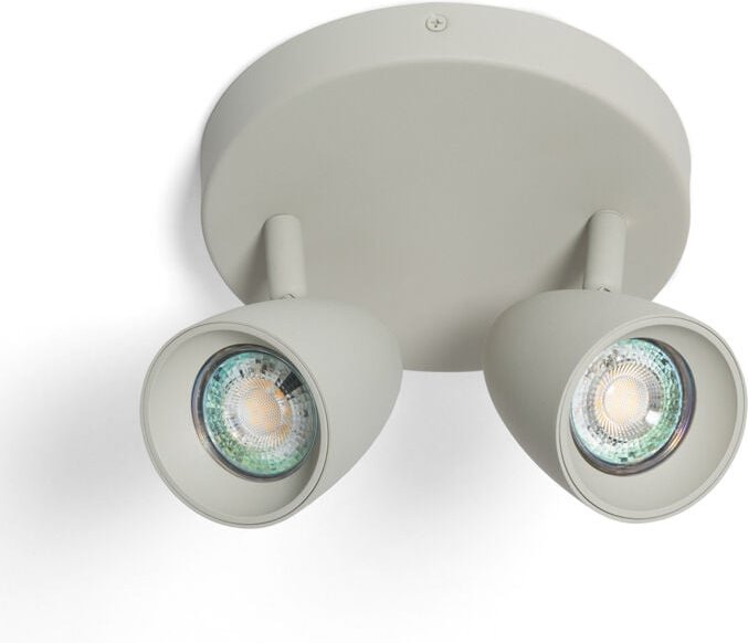 Efectoled - Deckenleuchte Rund Ausrichtbar Aluminium 2 Strahler Adrien Steingrau