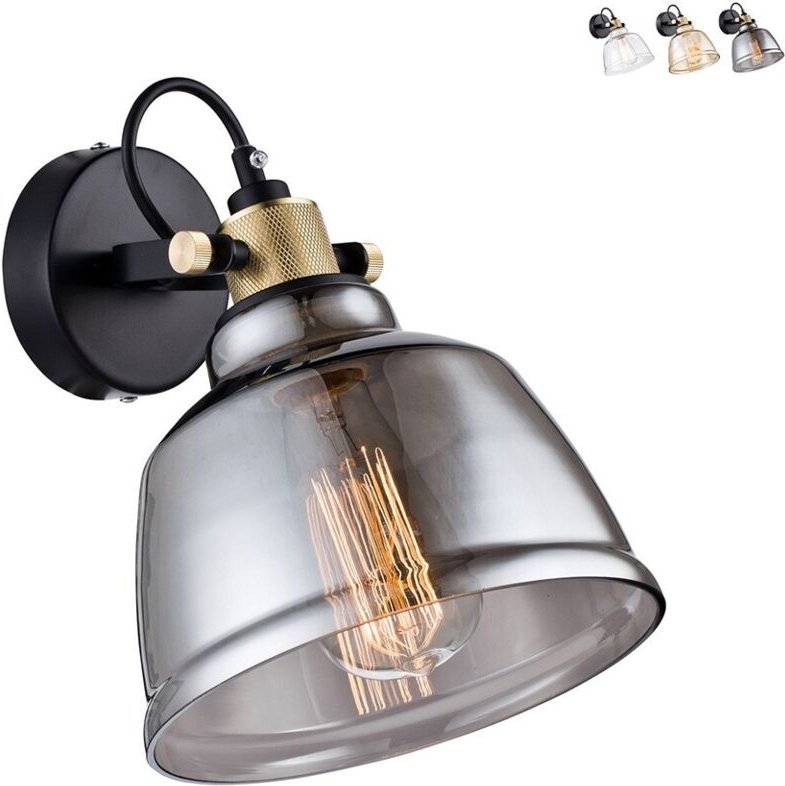 Irving Wandleuchte Schwarz mit Glasschirm, 1 Licht, E27