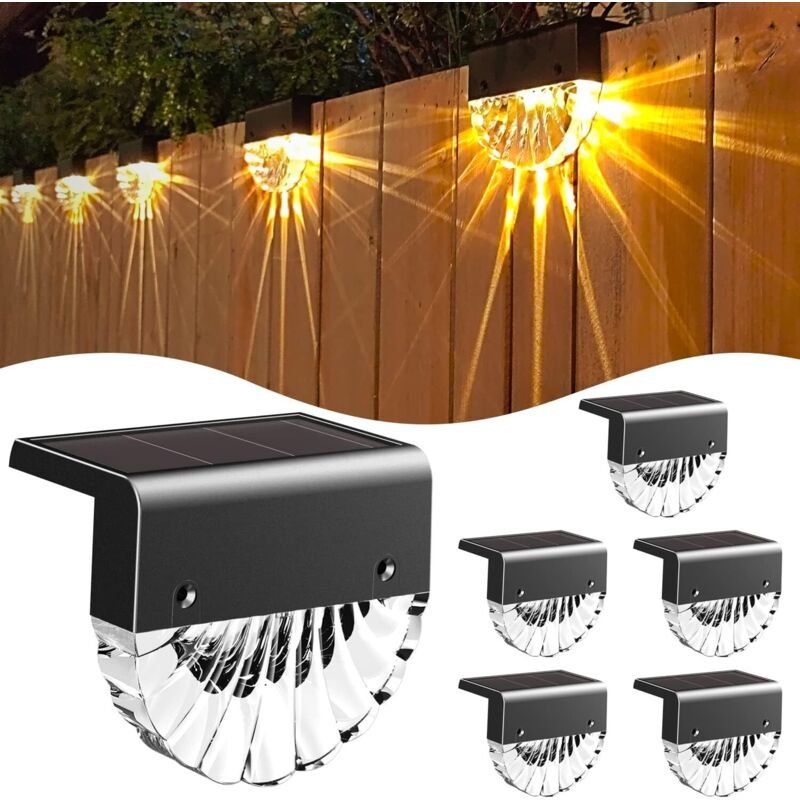 Solar-Gartenleuchte, LED-Wandleuchte für den Außenbereich, 6er-Pack, warmweiß