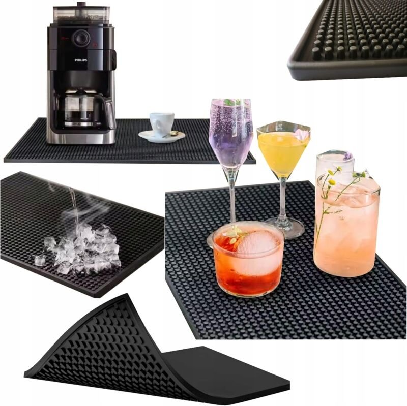 Geschirrabtropfmatte, 30 x 45 cm, Abtropffläche, Stange, Trockner, Silikon, Küche