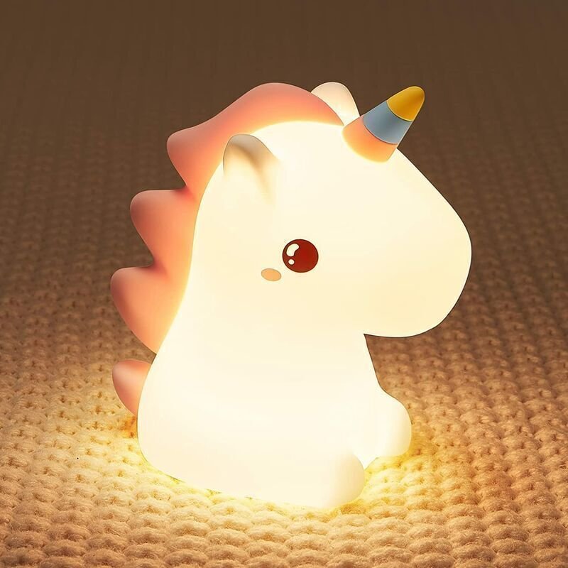 Lámpara de noche de unicornio para niños, bebés, niñas, niños y adultos - Lámpara de noche LED recargable de silicona - ...