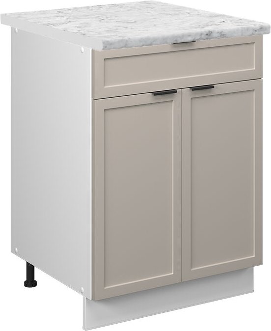 Vicco - Küchenunterschrank Fame-Line, GrauBeige, 60 cm mit Schublade, ap Marmor