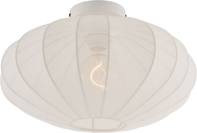 Japandi Deckenleuchte weiß mit Stoffschirm - Bida