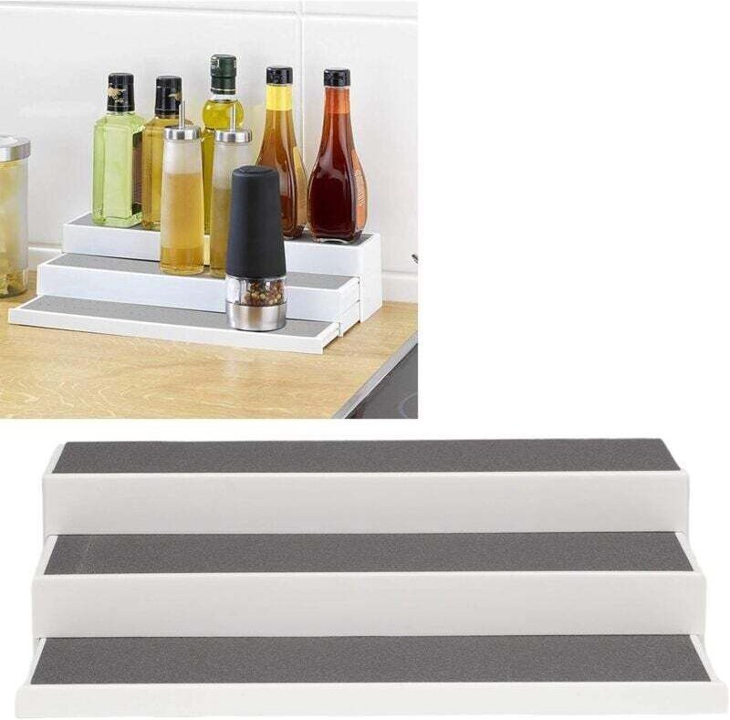 Küchenarbeitsplatten-Organizer, 3-stufiges Teleskopregal zur Arbeitsplattenverlängerung, rutschfeste Oberfläche, Kunstst...