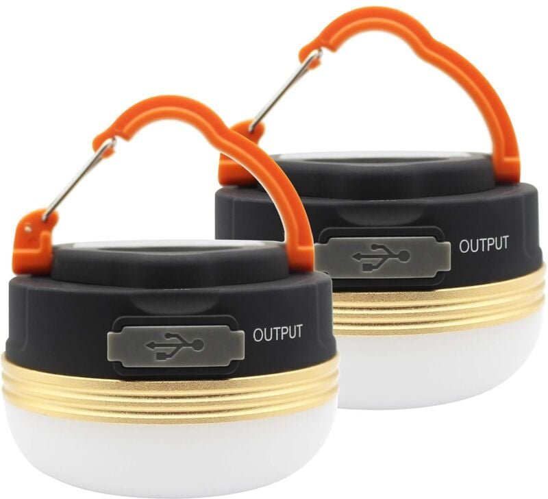 Macaron - 2er-Pack Camping-Lichtlaterne, LED-USB-wiederaufladbare Lampe, wasserdicht, 3 Modi, Powerbank, Zeltlichter für...
