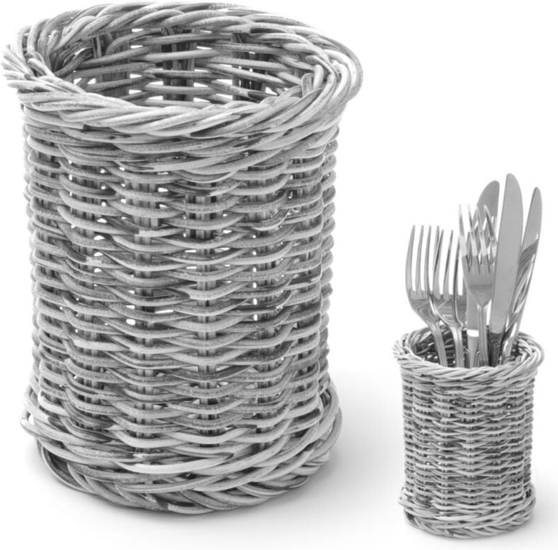 Besteckkorb für Gabeln, Messer, Löffel, rund, grau meliert, Durchmesser 100x120 mm - Hendi 426197