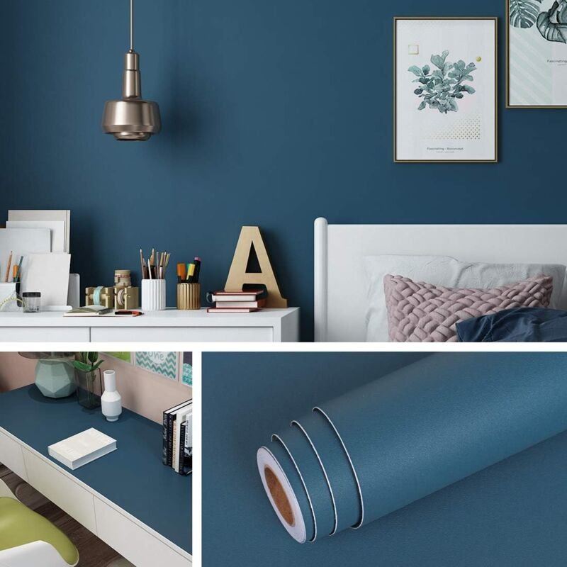 Thumbnail - 60 cm x 10 m, dunkelblaue selbstklebende Tapete, indigoblau, selbstklebendes Vinylpapier für Möbel, Schlafzimmer, Kleide...