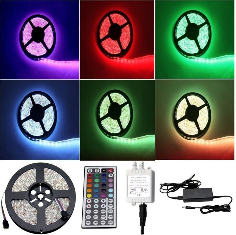 Trade Shop - LED-Streifen, mehrfarbig, RGB-Streifen, 5 Meter, smd 5050, wasserdicht, 12 v, Rolle -
