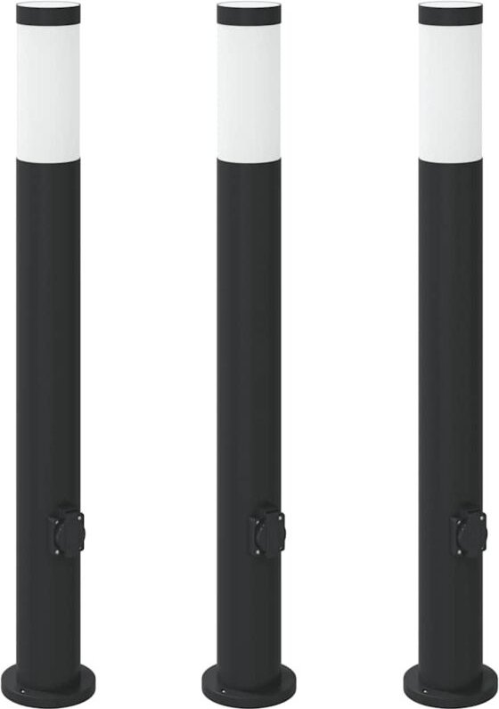 Pollerleuchten mit Auslass 3er 80 cm Edelstahl IP44 vidaXL