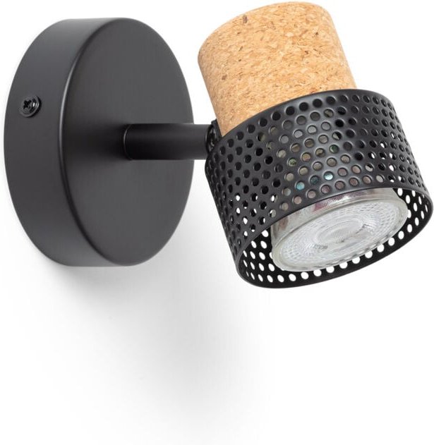 Wandleuchte aus Metall und Kork Liksy Schwarz