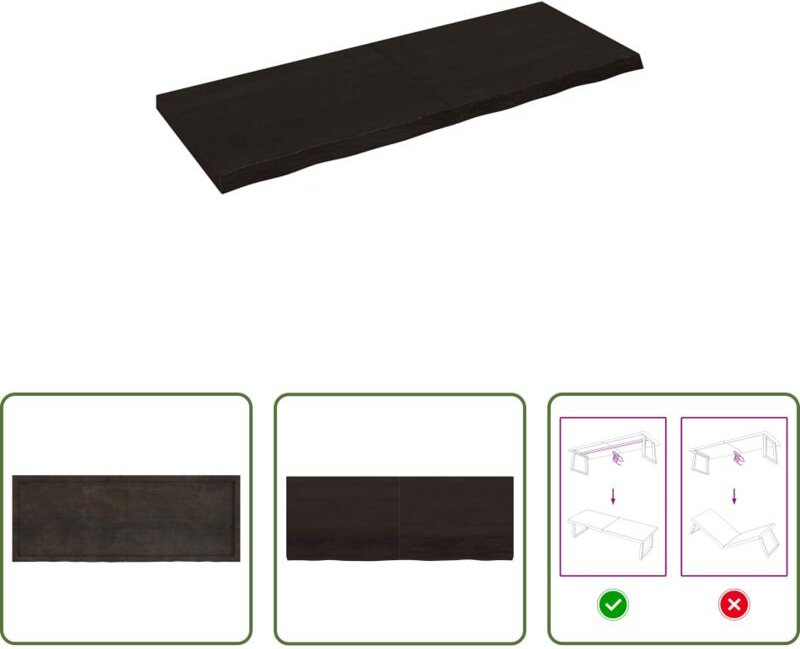 vidaXL Tischplatte Eiche - Tischplatte Dunkelbraun 160x60x(2-6)cm Massivholz Eiche