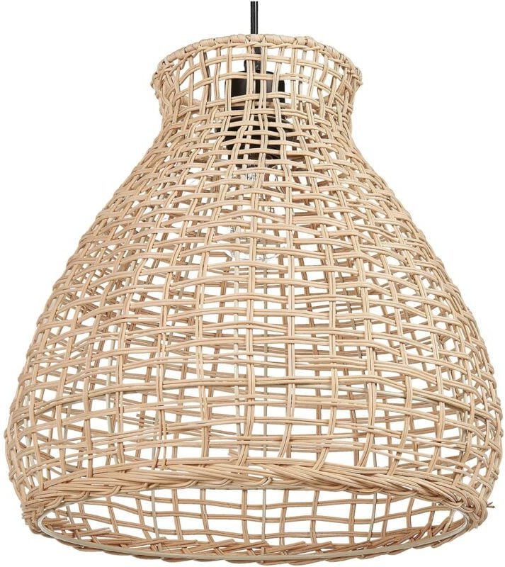 Hängeleuchte Natürlich Hellbraun 127 cm Rattan geflochten Schirm glockenförmig für Wohn- Schlaf- und Esszimmer Modernes ...
