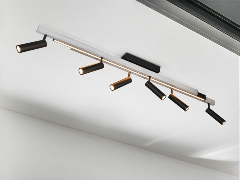 Thumbnail - Led Deckenstrahler zeno ausziehbar, 6 Spots Schwarz Silber, max. Breite 180cm