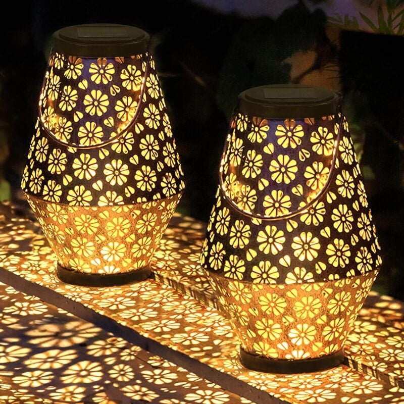 Solar Gartenlaterne, 2 Stück Solarlaterne Außenlaterne Energie Hängende Solarleuchten für Outdoor Garten für Patio Terra...