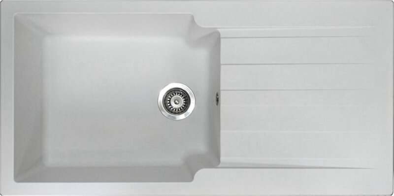 Essebagno - Sierra Spüle 1 große Schale 1 Geschirrablage aus weißem Kunstharz