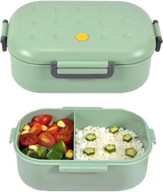 Lunchbox, 1000 ml Kinder-Lunchbox mit 2 Fächern, Büro-Lunchbox, Obstbox, BPA-freie Lunchbox, mikrowellen- und spülmaschi...