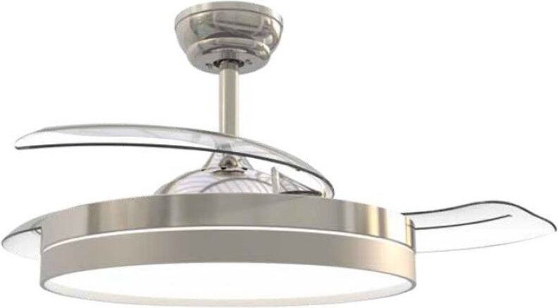 Deckenventilator Lugela mit verstellbarem CCT-Licht und Ø107-Steuerung, 3 einziehbaren Flügeln, DC-Nickel