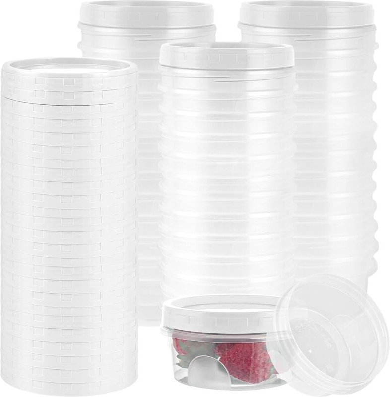40 wiederverwendbare 300-ml-Kunststoff-Saucengläser mit Deckel, mikrowellen- und gefriergeeignet, für Joghurt/Saucen