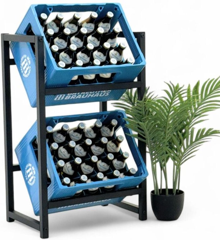 DanDiBo Getränkekistenregal 2 Kisten Schmal Metall Stehend 96475 Getränkekistenhalter 47 cm Getränkekistenständer Flasch...