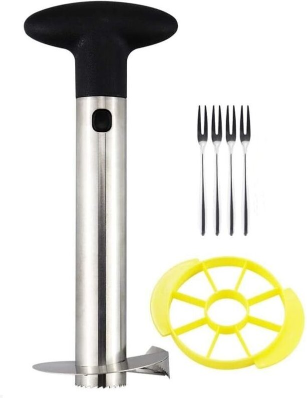 Ananasschneider und -Entkerner Aus Dreifach Verstärktem Edelstahl – Einfach zu Verwendender Ananasentkerner mit Dickerer...