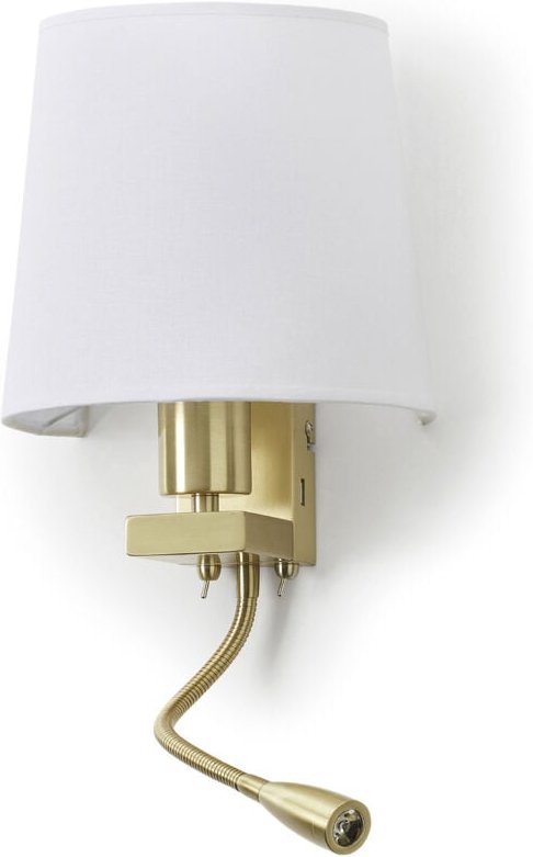 EXO - Wandleuchte Lesertilt Firenze 2x An-Aus E27 60w+Led Smd 3w 240lm Cri80 3000k Mattgold