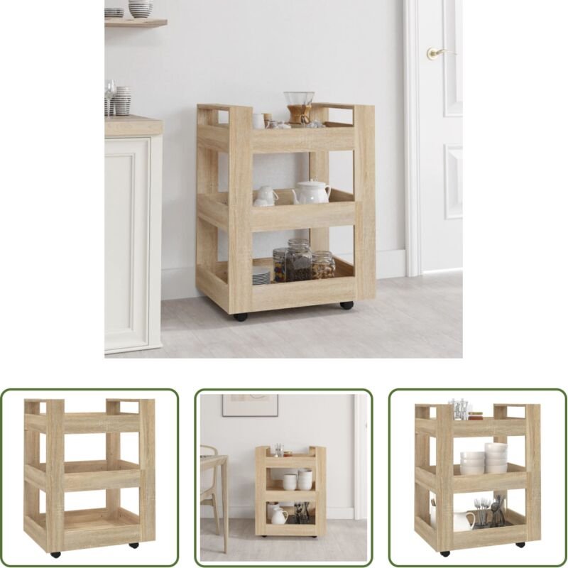 Küchenregal - Küchenwagen Sonoma-Eiche 60x45x80 cm Holzwerkstoff