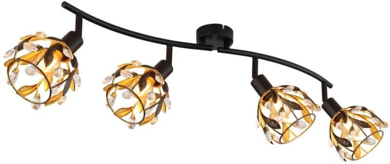 Globo Lighting - Deckenleuchte Esszimmerlampe Deckenlampe Wohnzimmerlampe Schwarz Gold Kristalle