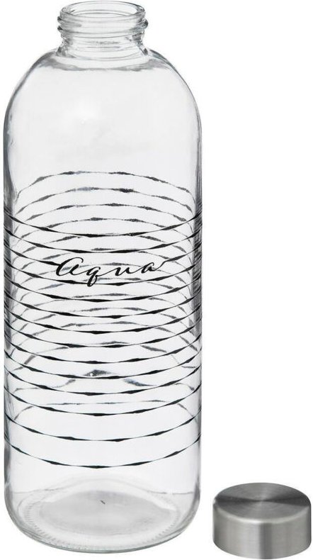 Glasflasche für Wasser 1L transparent dekoriert