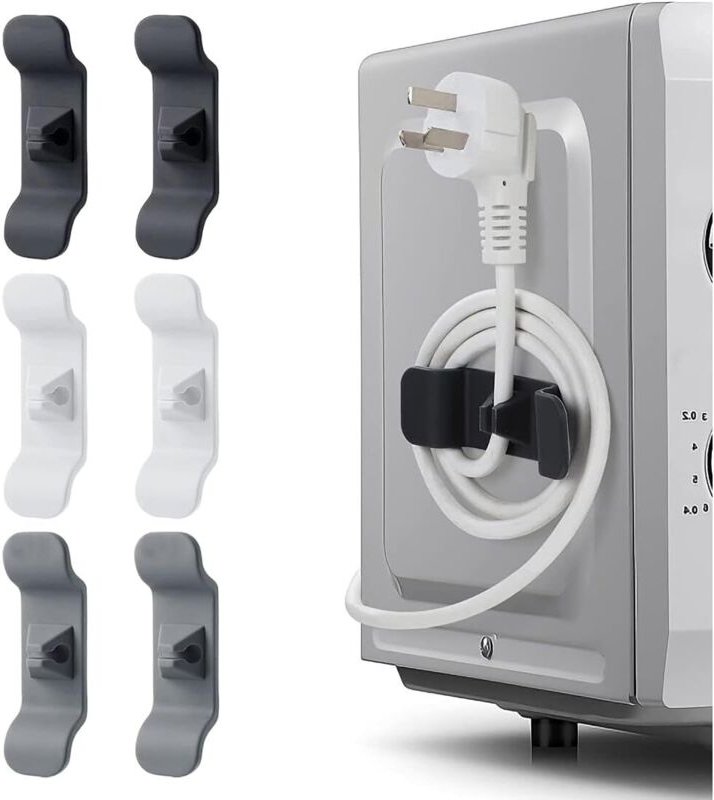 Wandmontierte Kabelclips und -binder, 6-teilige Kabelaufwicklung, Aufbewahrung für Küchengeräte