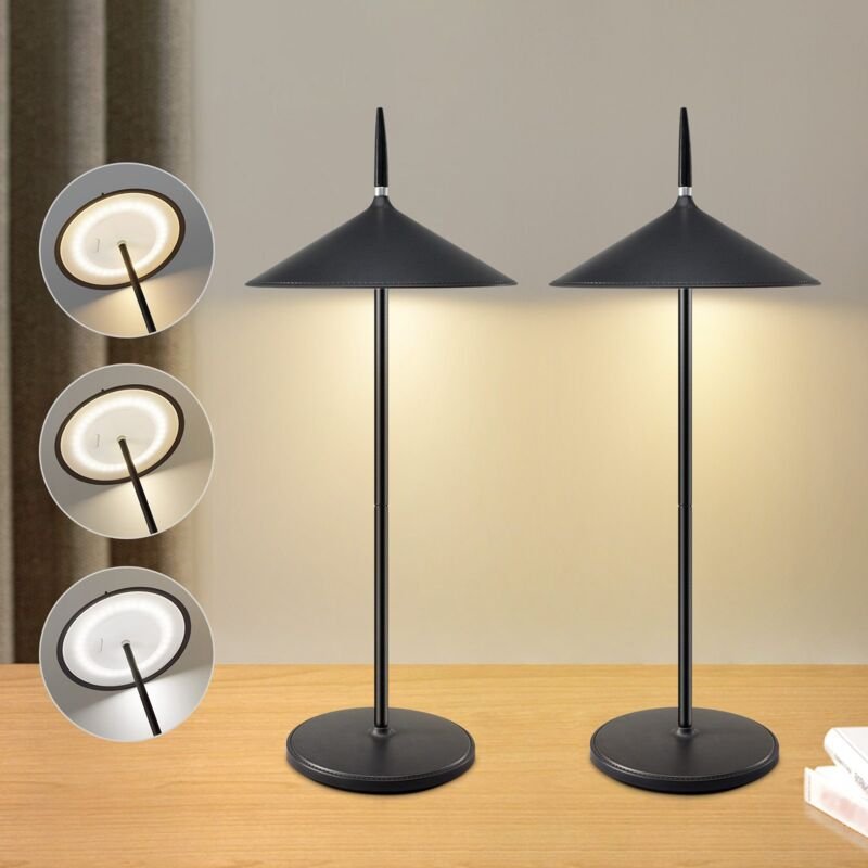 Thumbnail - Tischlampe Akku Nachttischlampe Led - 2er Set Tischleuchte Kabellos 1800mhA Aufladbar Touch Dimmbar Modern Weiß Aussenti...