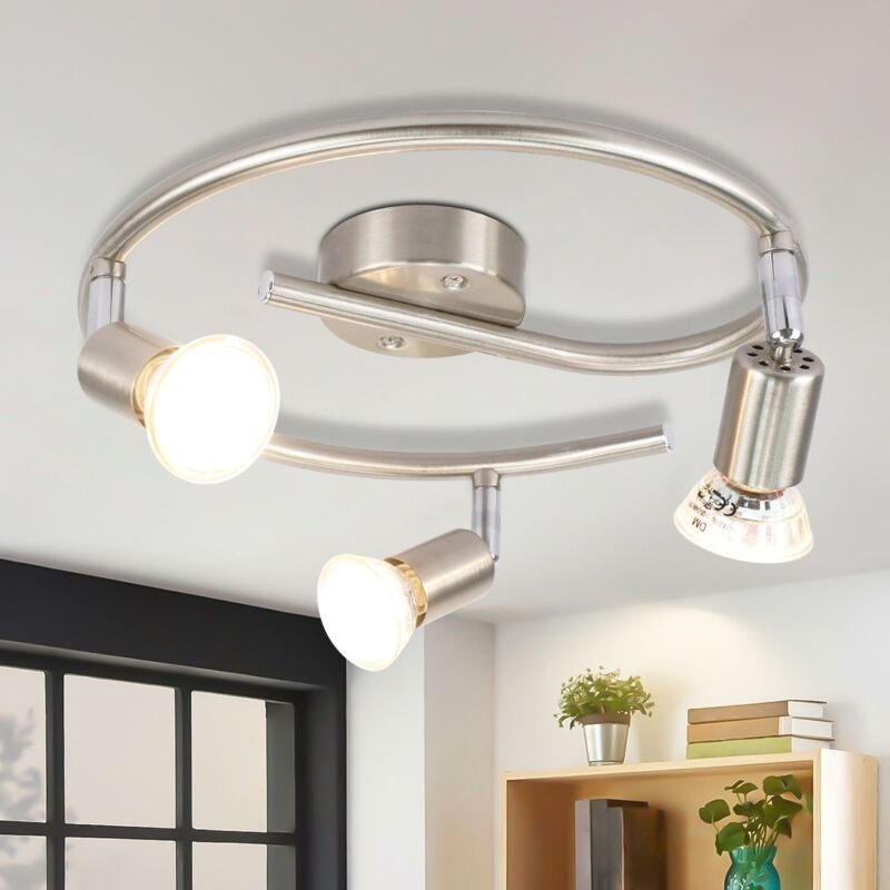 Thumbnail - Gbly - led Deckenstrahler Schwenkbar GU10 Deckenleuchte Chrom Deckenspots 3 Flammig Wandleuchten Bad Deckenlampe Küchen ...
