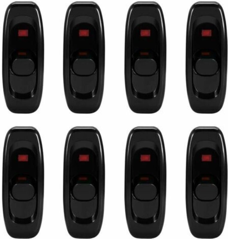 Zwischenschalter, 8 Stück Zwischenschalter, Wippschalter, für Nachttischlampe, Schreibtischlampe, Netzkabel (250V 10A)