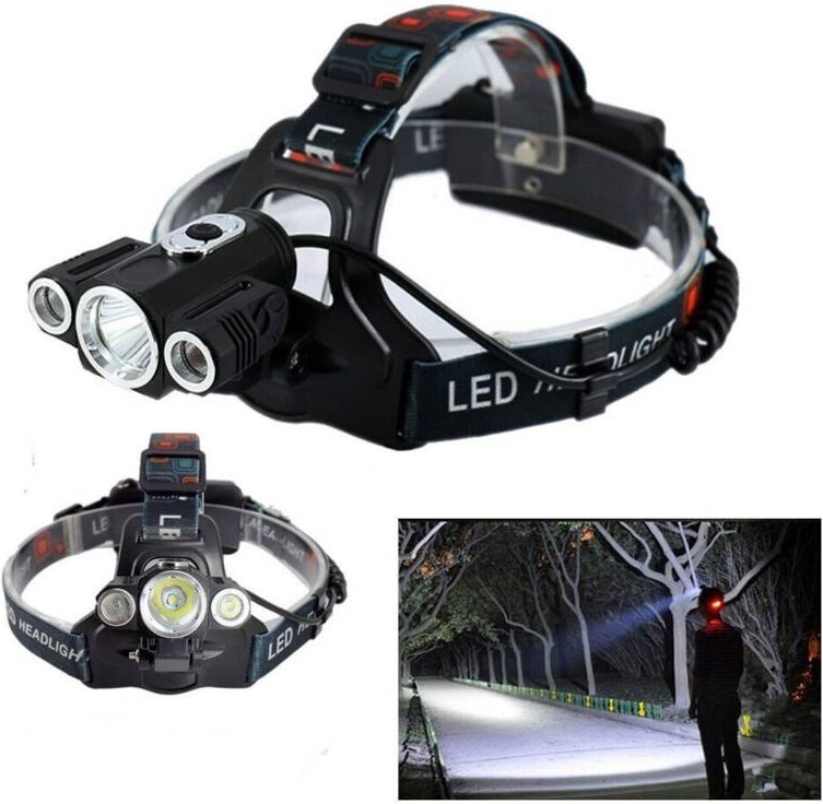 Trade Shop Traesio - Trade Shop - taschenlampe led-stirnlampe wiederaufladbar 3LED 5000 lumen cree T6 100MT 180° 1825 -