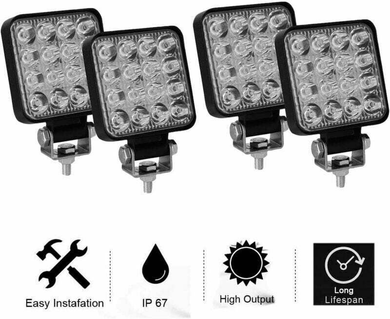 4Pcs Phare de Travail LED 3Pouces 48W LED Phare Travail Projecteur Feux Antibrouillard pour Voiture Camion UTV SUV Offro...