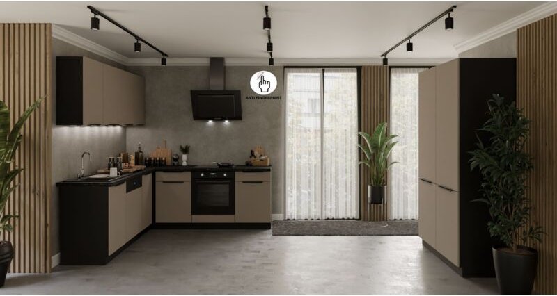 Winkelküche ARIA K-BL ECKE 1 - 215 x 220 &43 120 cm Anti Fingerprint Küchenzeile Küchenblock Singleküche Einbauküche Küc...