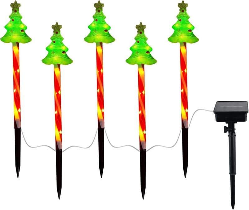 5er-Set Solar-Weihnachtslichterketten für Einfahrt, Garten, Terrasse, Rasen (Weihnachtsbaum) – Wasserdicht – Solar-LED –...