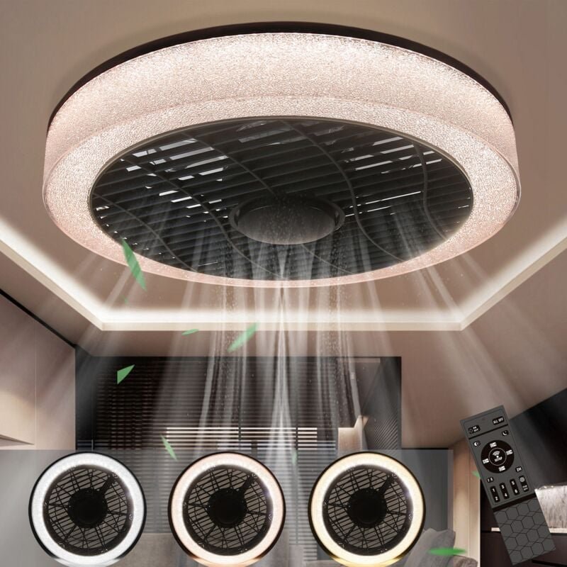 Led deckenventilator mit Beleuchtung - 39.5CM Modern Groß Deckenlampe Fan Leise Fernbedienung Timing Wohnzimmerlampe Dim...