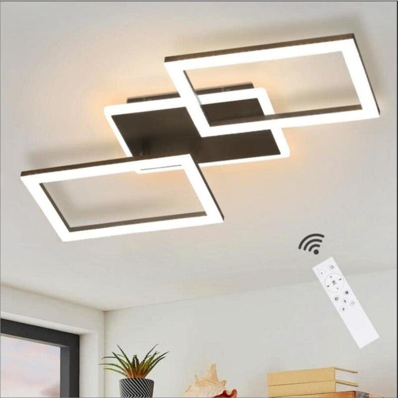 Led Deckenleuchte Deckenlampe : Schwarz Schlafzimmerlampe 46W Dimmbar Modern Wohnzimmerlampe mit Fernbedienung eckig Dec...