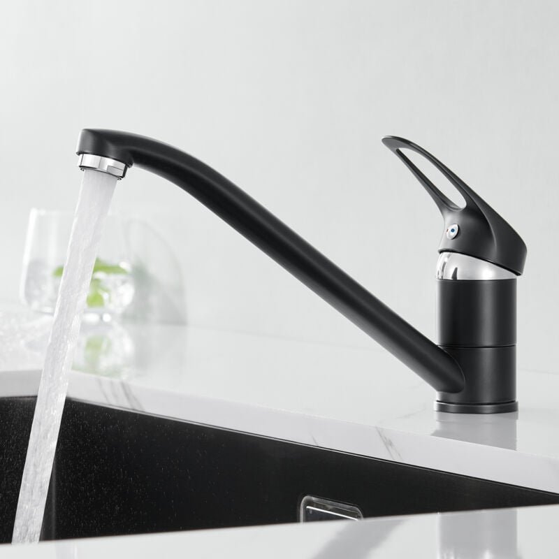 Auralum Max - Auralum Küchenarmatur 360° Drehbar Hochdruck Wasserhahn Schwarz Mischbatterie, Einhebelhahn, Spülenmischer...